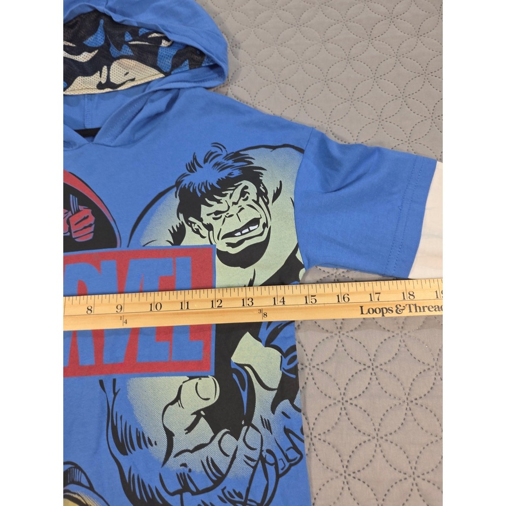 Marvel Avengers Boys Graphic Hoodie Blue White Captain America Iron Man Hulk 6 - Picture 3 of 7